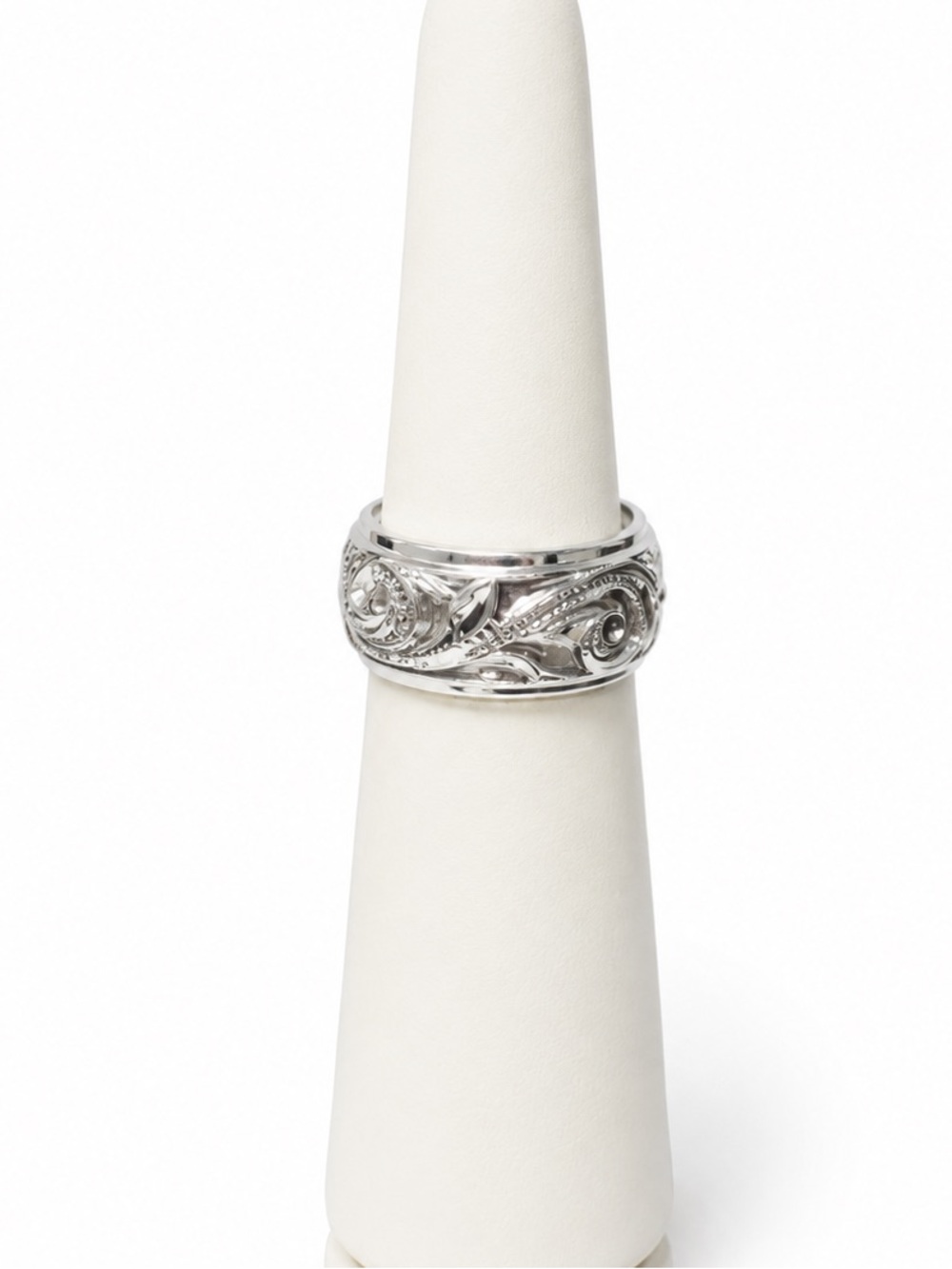 Silver leaf band ring size 7.75